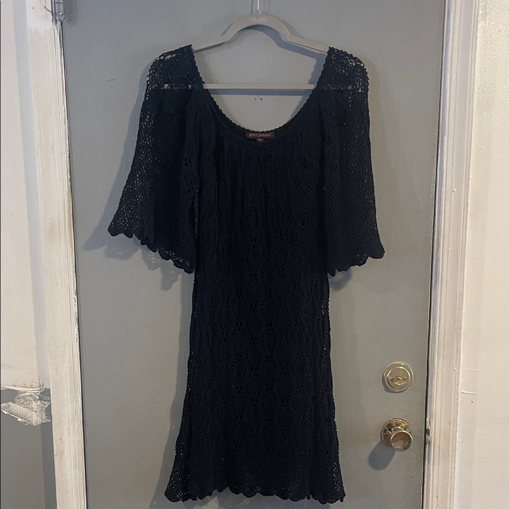 Betsey Johnson Black Crochet Dress Size small‎